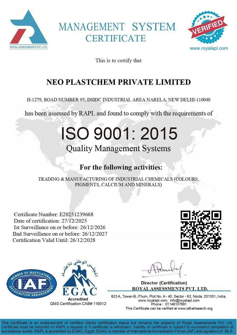 ISO 9001:2015 Quality Management certificate